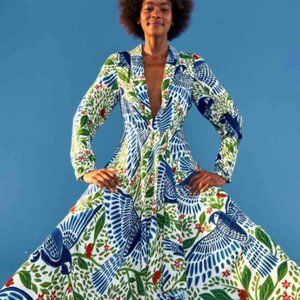 Farm Rio - Blue Macaw Flight Maxi Dress - Size Medium Brand New with Tags